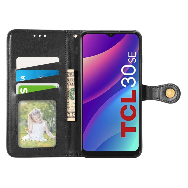 For TCL 30 SE Retro Solid Color Buckle Leather Phone Case