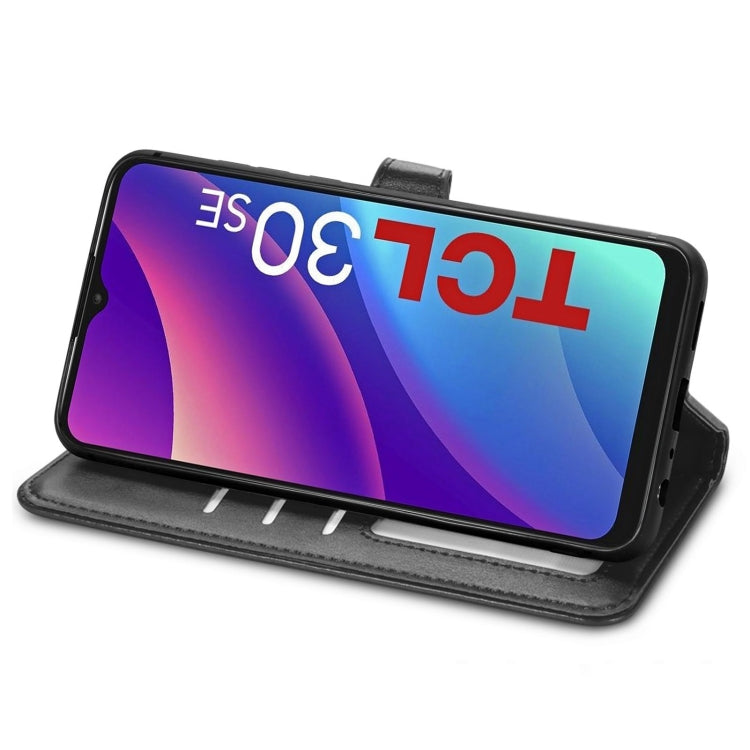 For TCL 30 SE Retro Solid Color Buckle Leather Phone Case