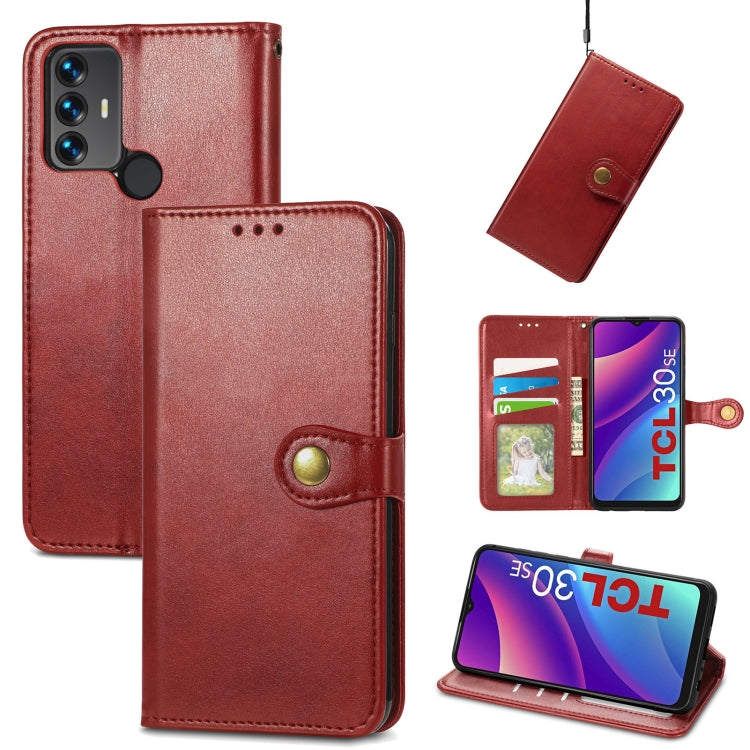 For TCL 30 SE Retro Solid Color Buckle Leather Phone Case