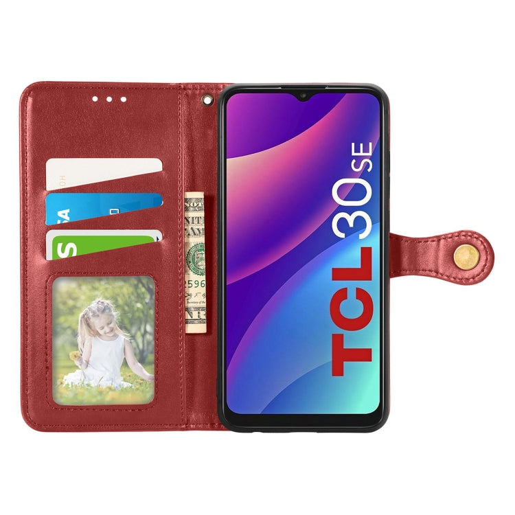 For TCL 30 SE Retro Solid Color Buckle Leather Phone Case