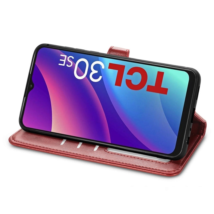 For TCL 30 SE Retro Solid Color Buckle Leather Phone Case