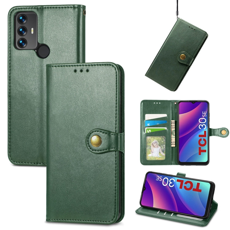 For TCL 30 SE Retro Solid Color Buckle Leather Phone Case