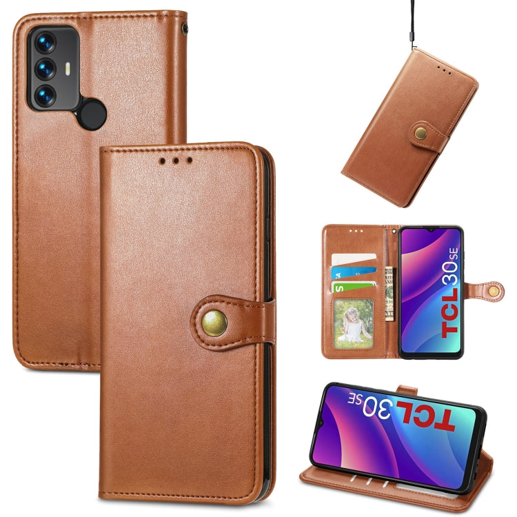 For TCL 30 SE Retro Solid Color Buckle Leather Phone Case