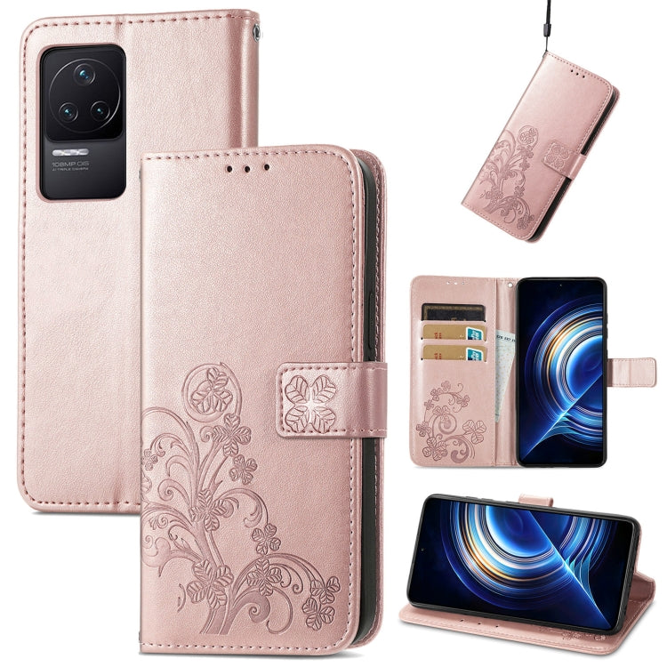 For Xiaomi Redmi K50 Pro Four-leaf Clasp Embossed Buckle Leather Phone Case