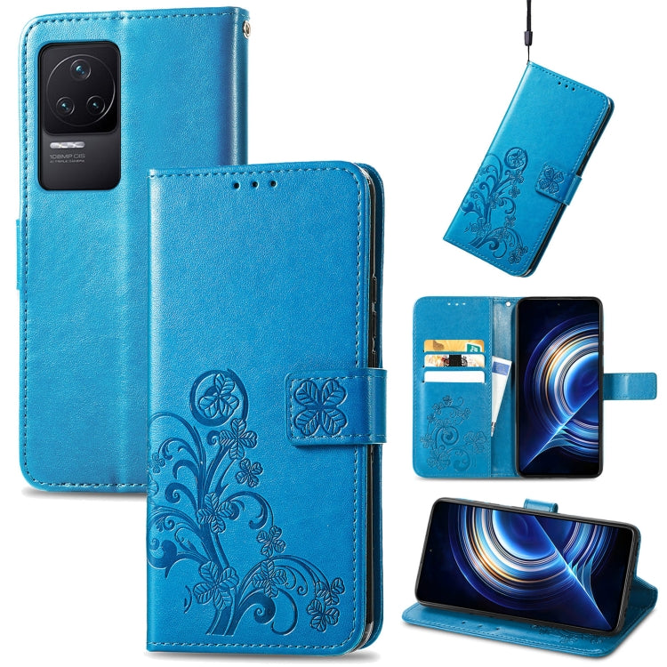 For Xiaomi Redmi K50 Pro Four-leaf Clasp Embossed Buckle Leather Phone Case
