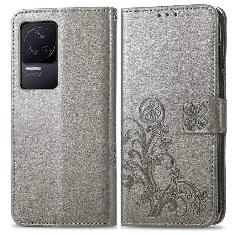 For Xiaomi Redmi K50 Pro Four-leaf Clasp Embossed Buckle Leather Phone Case