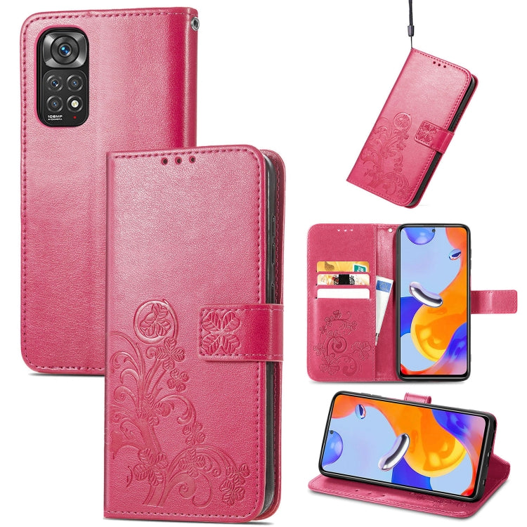 For Xiaomi Redmi Note 11 Pro 4G Global Four-leaf Clasp Embossed Buckle Leather Phone Case