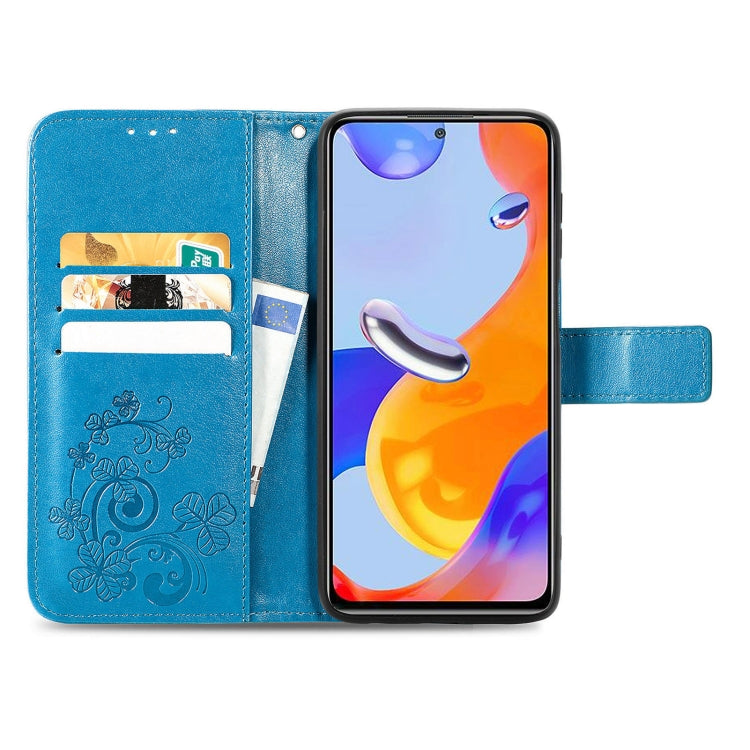 For Xiaomi Redmi Note 11 Pro 4G Global Four-leaf Clasp Embossed Buckle Leather Phone Case