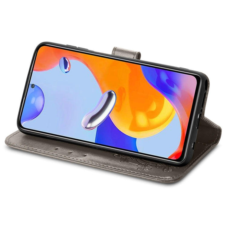 For Xiaomi Redmi Note 11 Pro 4G Global Four-leaf Clasp Embossed Buckle Leather Phone Case