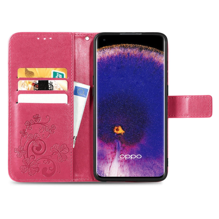 For OPPO Find X5 Four-leaf Clasp Embossed Buckle Leather Phone Case