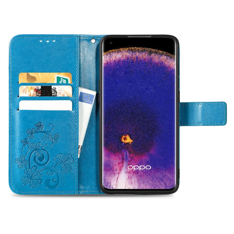 For OPPO Find X5 Four-leaf Clasp Embossed Buckle Leather Phone Case