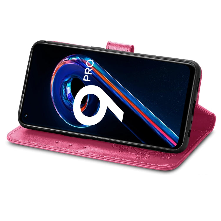 For OPPO Realme 9 Pro Four-leaf Clasp Embossed Buckle Leather Phone Case