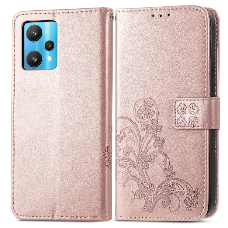 For OPPO Realme 9 Pro Four-leaf Clasp Embossed Buckle Leather Phone Case
