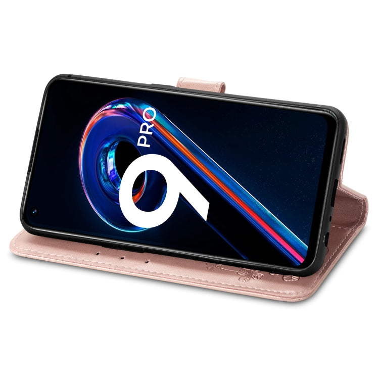 For OPPO Realme 9 Pro Four-leaf Clasp Embossed Buckle Leather Phone Case