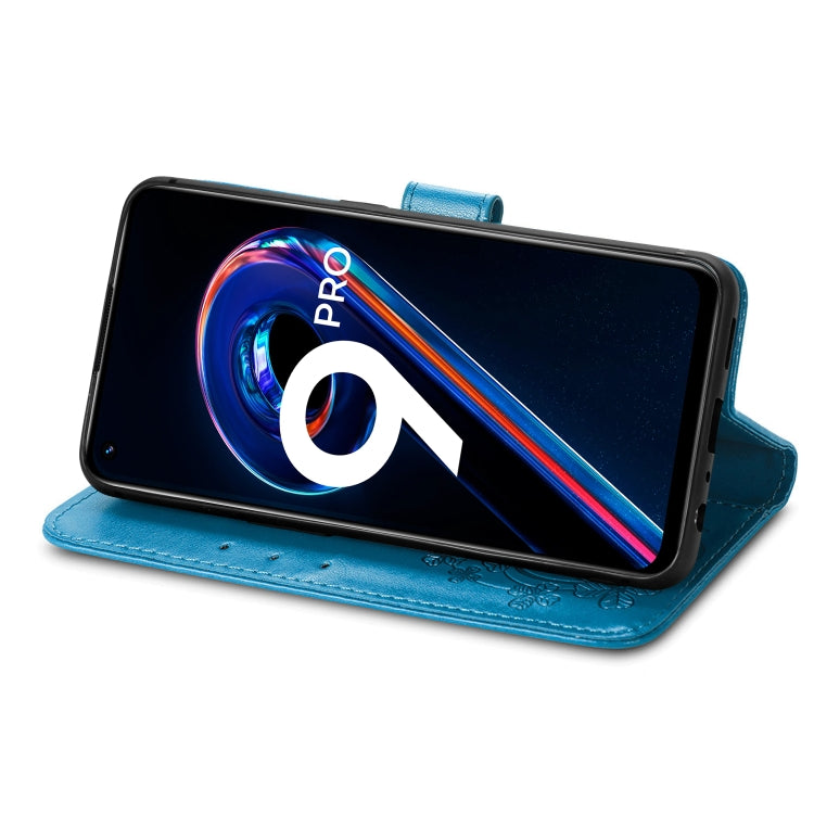 For OPPO Realme 9 Pro Four-leaf Clasp Embossed Buckle Leather Phone Case