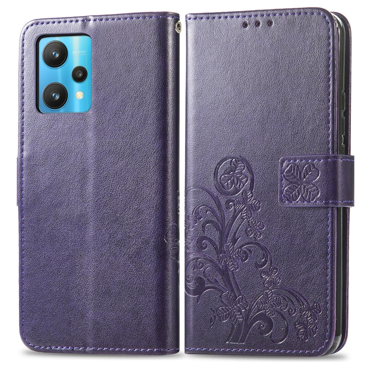 For OPPO Realme 9 Pro Four-leaf Clasp Embossed Buckle Leather Phone Case
