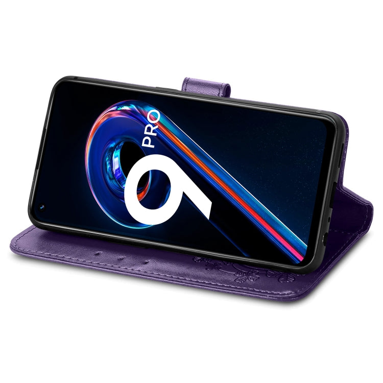 For OPPO Realme 9 Pro Four-leaf Clasp Embossed Buckle Leather Phone Case