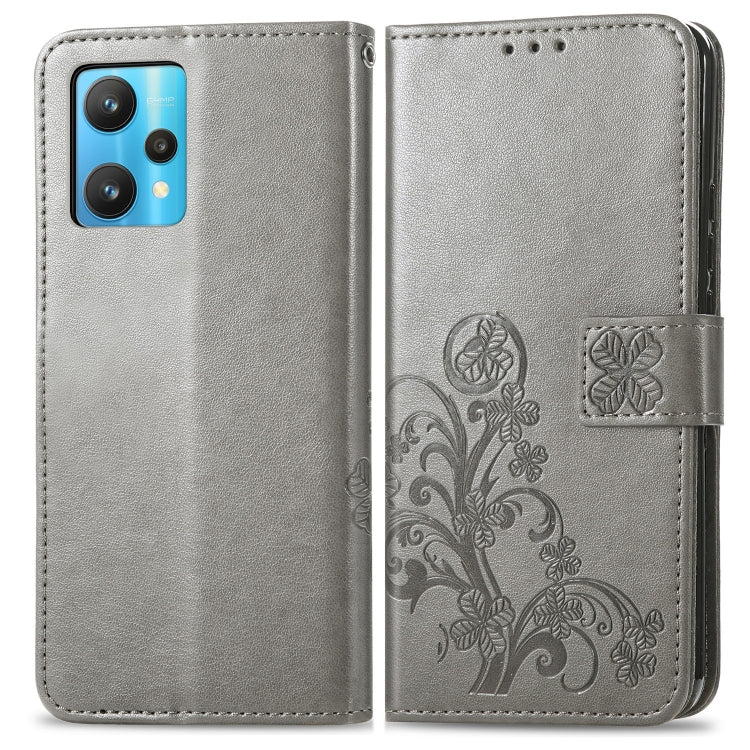 For OPPO Realme 9 Pro Four-leaf Clasp Embossed Buckle Leather Phone Case