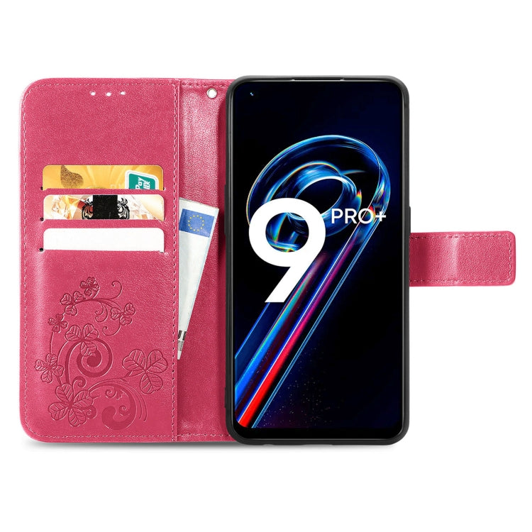 For OPPO Realme 9 Pro+ 5G Four-leaf Clasp Embossed Buckle Leather Phone Case
