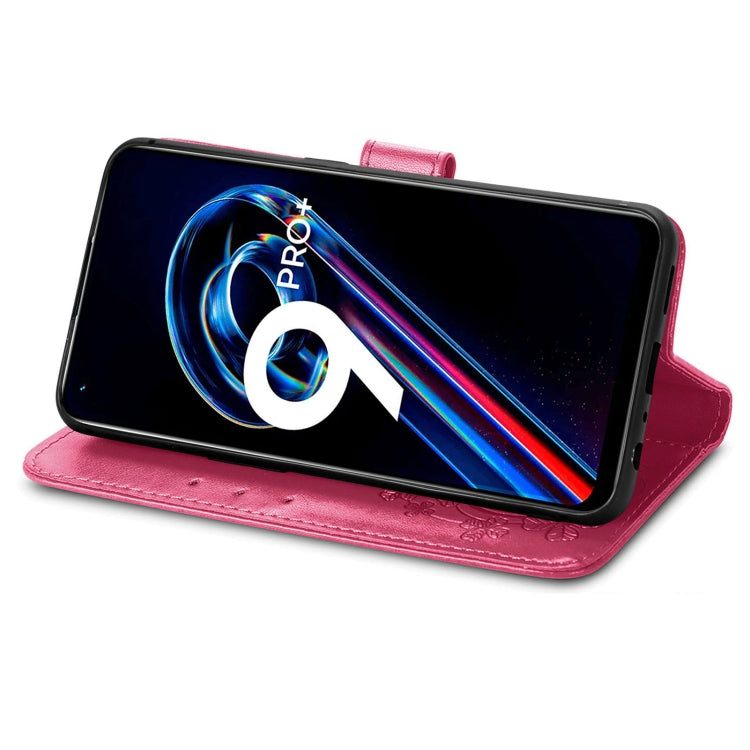 For OPPO Realme 9 Pro+ 5G Four-leaf Clasp Embossed Buckle Leather Phone Case