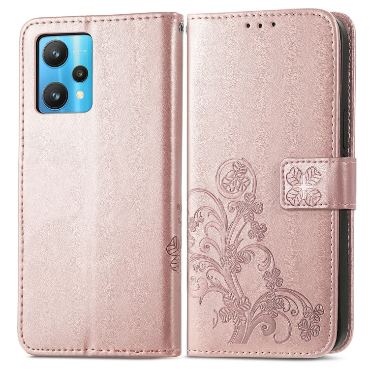 For OPPO Realme 9 Pro+ 5G Four-leaf Clasp Embossed Buckle Leather Phone Case