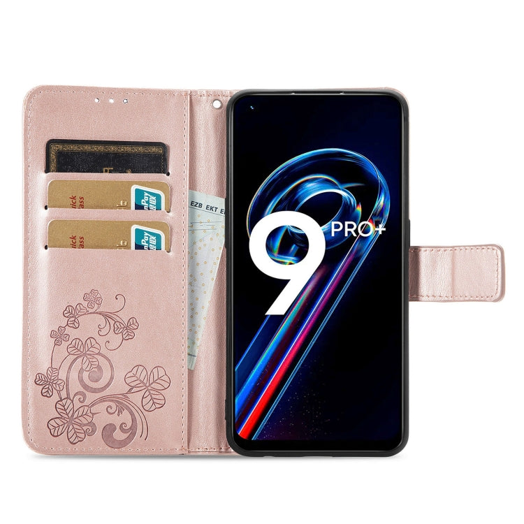 For OPPO Realme 9 Pro+ 5G Four-leaf Clasp Embossed Buckle Leather Phone Case