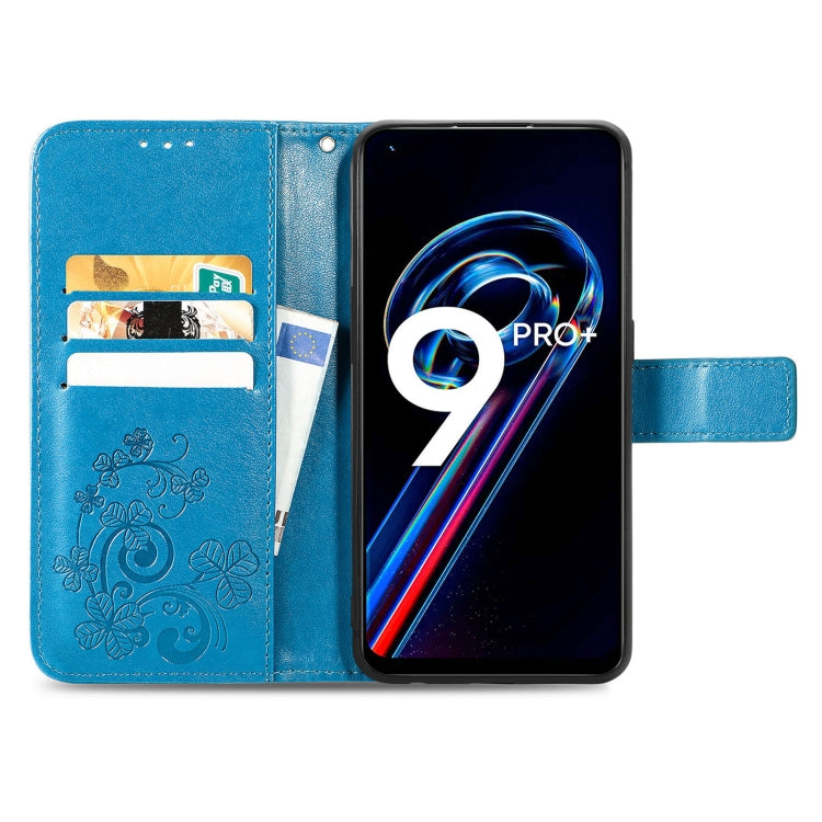 For OPPO Realme 9 Pro+ 5G Four-leaf Clasp Embossed Buckle Leather Phone Case