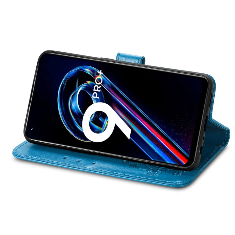 For OPPO Realme 9 Pro+ 5G Four-leaf Clasp Embossed Buckle Leather Phone Case