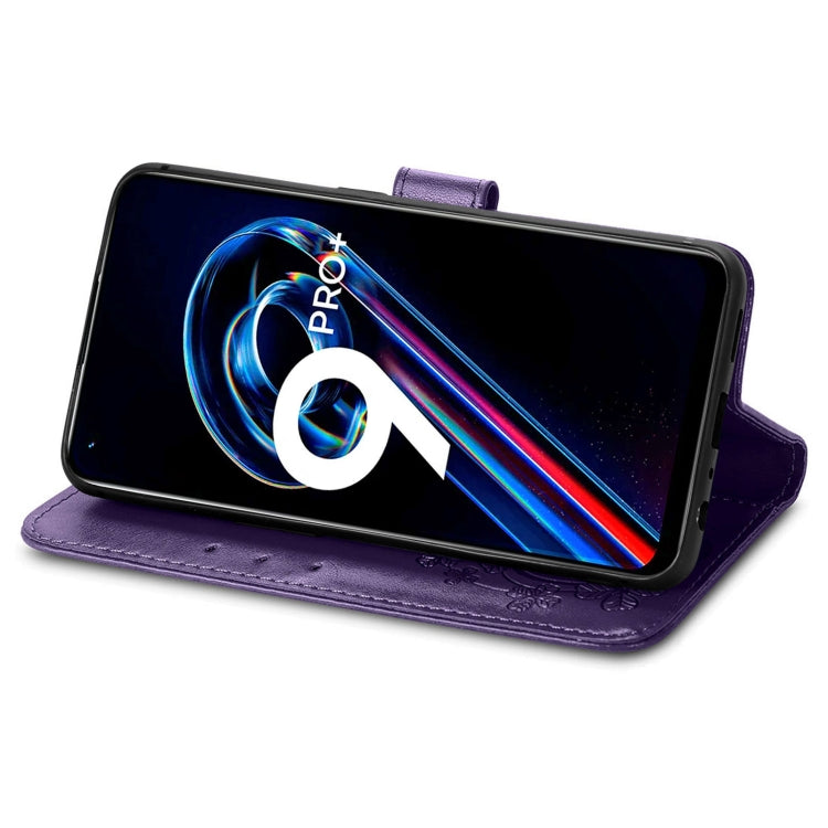 For OPPO Realme 9 Pro+ 5G Four-leaf Clasp Embossed Buckle Leather Phone Case