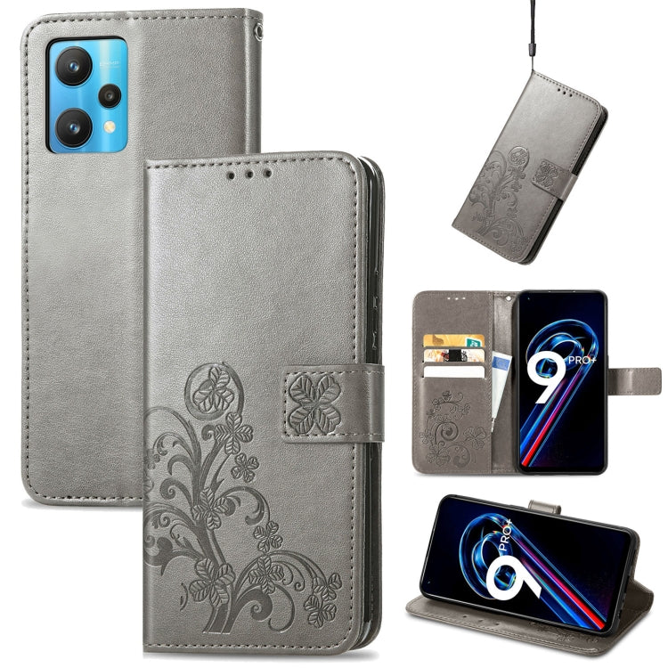 For OPPO Realme 9 Pro+ 5G Four-leaf Clasp Embossed Buckle Leather Phone Case