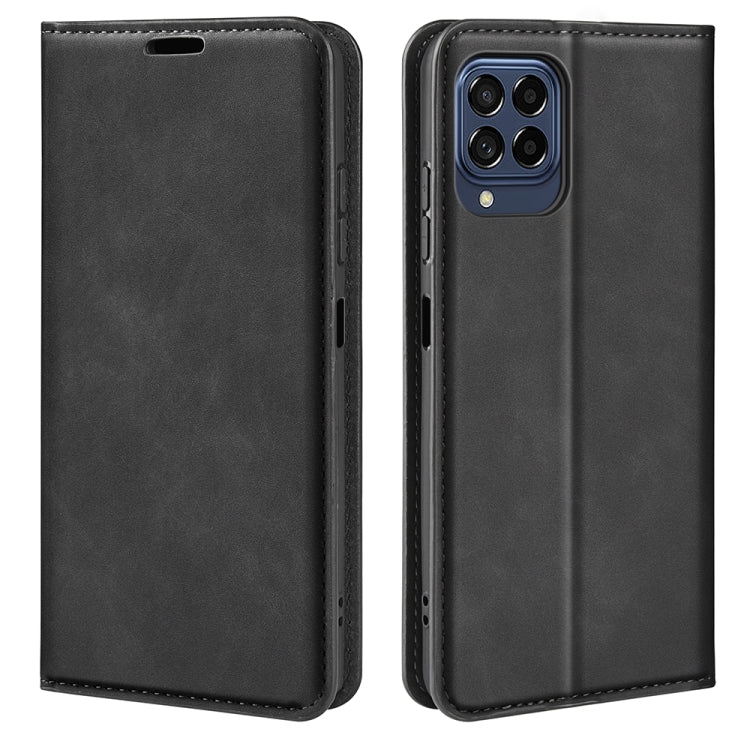 For Samsung Galaxy M53 Retro-skin Magnetic Suction Leather Phone Case