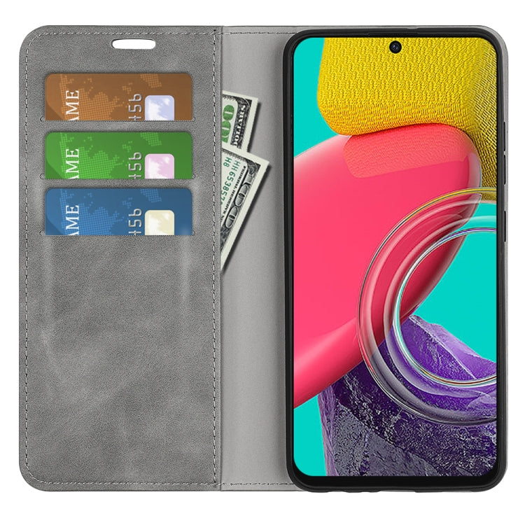 For Samsung Galaxy M53 Retro-skin Magnetic Suction Leather Phone Case