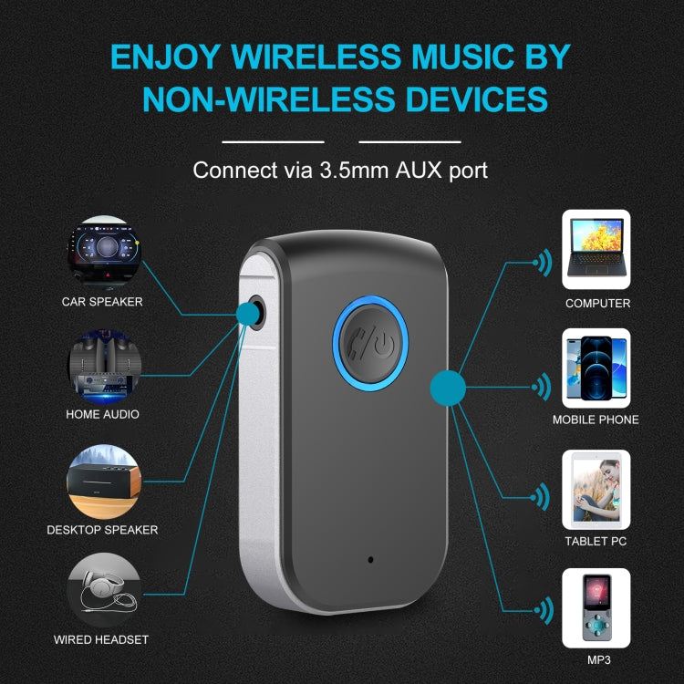 A16 Car Home Stereo 3.5mm AUX Bluetooth 5.0 Wireless Audio Receiver