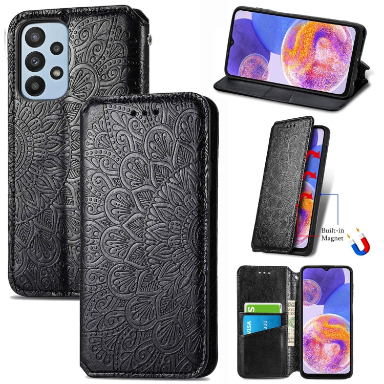 For Samsung Galaxy  A23 Blooming Mandala Embossed Magnetic Leather Phone Case