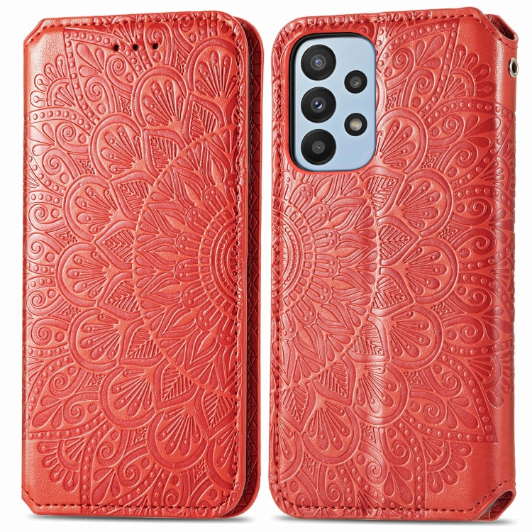 For Samsung Galaxy  A23 Blooming Mandala Embossed Magnetic Leather Phone Case
