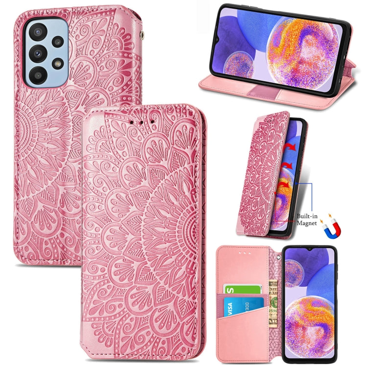 For Samsung Galaxy  A23 Blooming Mandala Embossed Magnetic Leather Phone Case