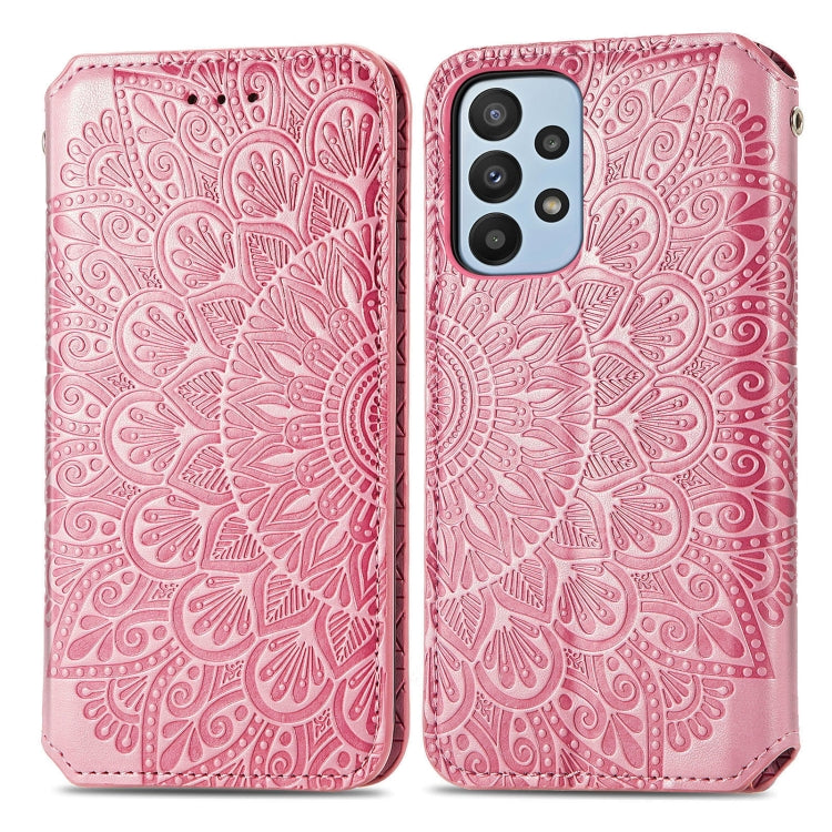 For Samsung Galaxy  A23 Blooming Mandala Embossed Magnetic Leather Phone Case