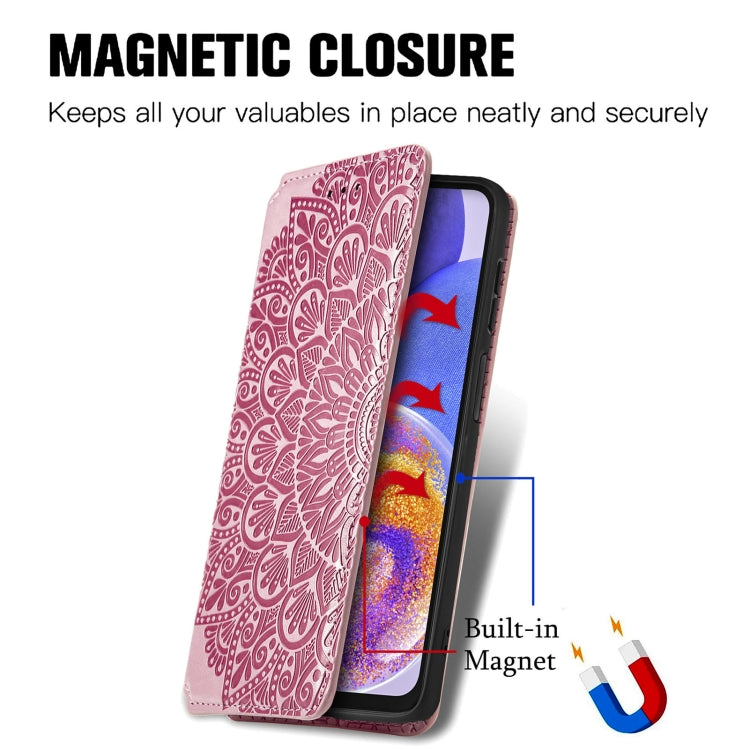 For Samsung Galaxy  A23 Blooming Mandala Embossed Magnetic Leather Phone Case