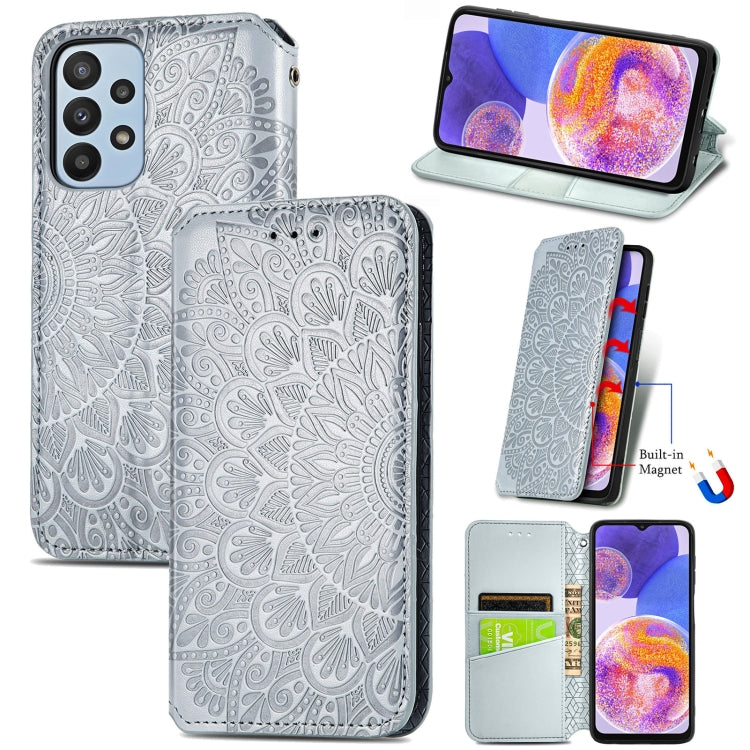For Samsung Galaxy  A23 Blooming Mandala Embossed Magnetic Leather Phone Case