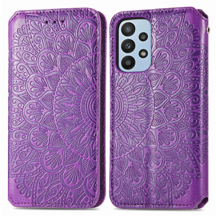 For Samsung Galaxy  A23 Blooming Mandala Embossed Magnetic Leather Phone Case