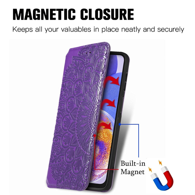 For Samsung Galaxy  A23 Blooming Mandala Embossed Magnetic Leather Phone Case