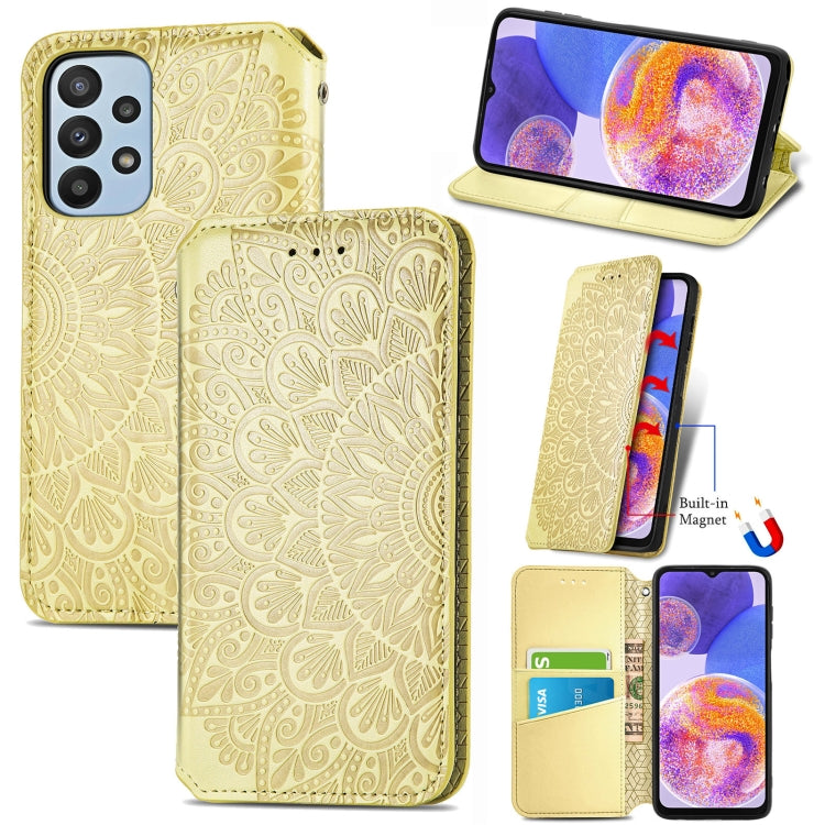 For Samsung Galaxy  A23 Blooming Mandala Embossed Magnetic Leather Phone Case