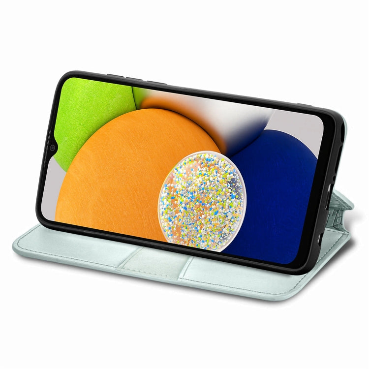 For Samsung Galaxy A03 Blooming Mandala Embossed Magnetic Leather Phone Case