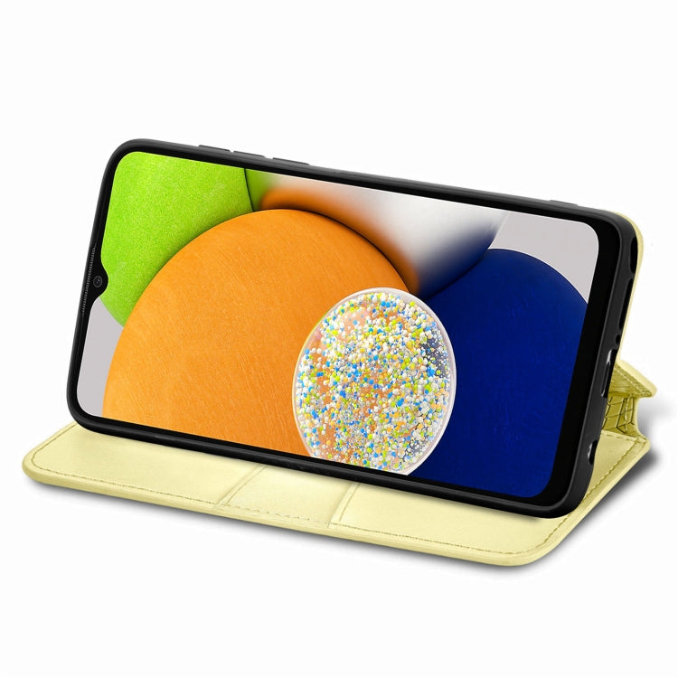 For Samsung Galaxy A03 Blooming Mandala Embossed Magnetic Leather Phone Case