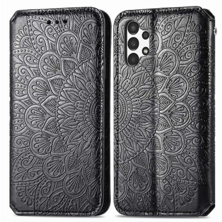 For Samsung Galaxy A13 4G Blooming Mandala Embossed Magnetic Leather Phone Case