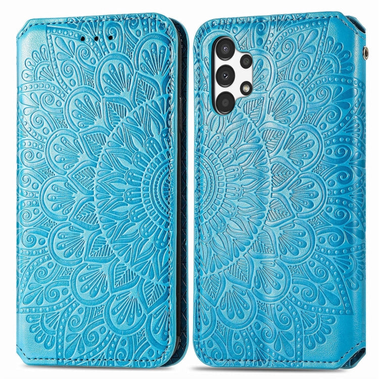For Samsung Galaxy A13 4G Blooming Mandala Embossed Magnetic Leather Phone Case
