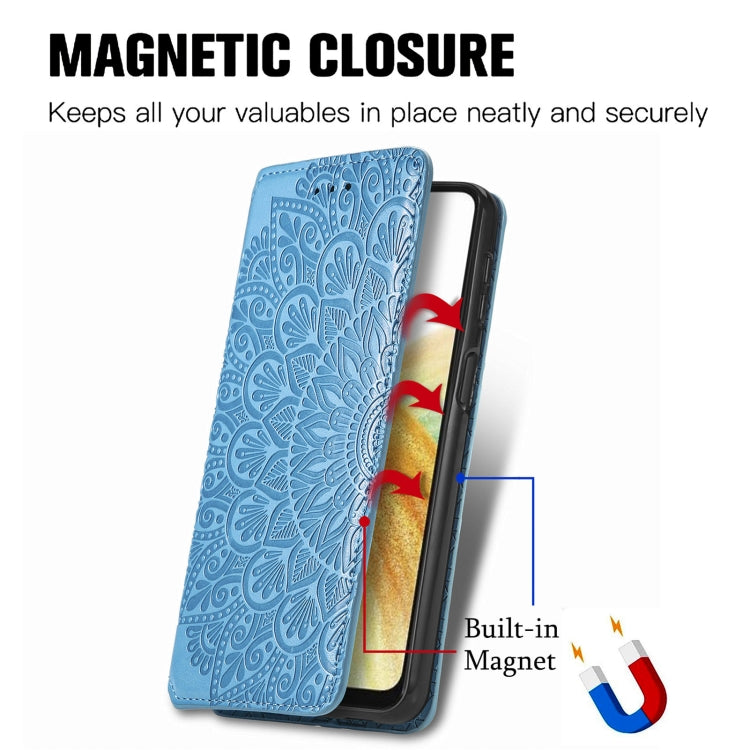 For Samsung Galaxy A13 4G Blooming Mandala Embossed Magnetic Leather Phone Case