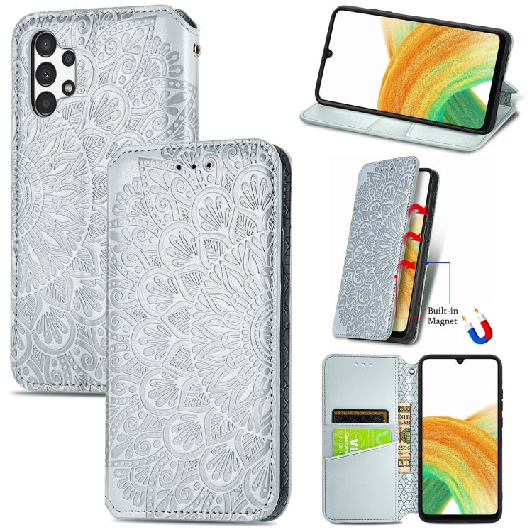 For Samsung Galaxy A13 4G Blooming Mandala Embossed Magnetic Leather Phone Case