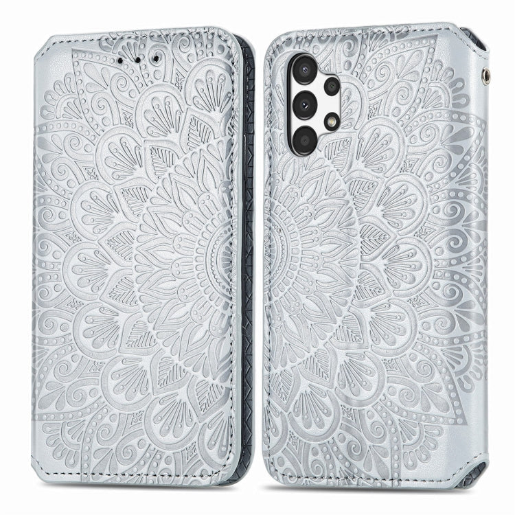 For Samsung Galaxy A13 4G Blooming Mandala Embossed Magnetic Leather Phone Case