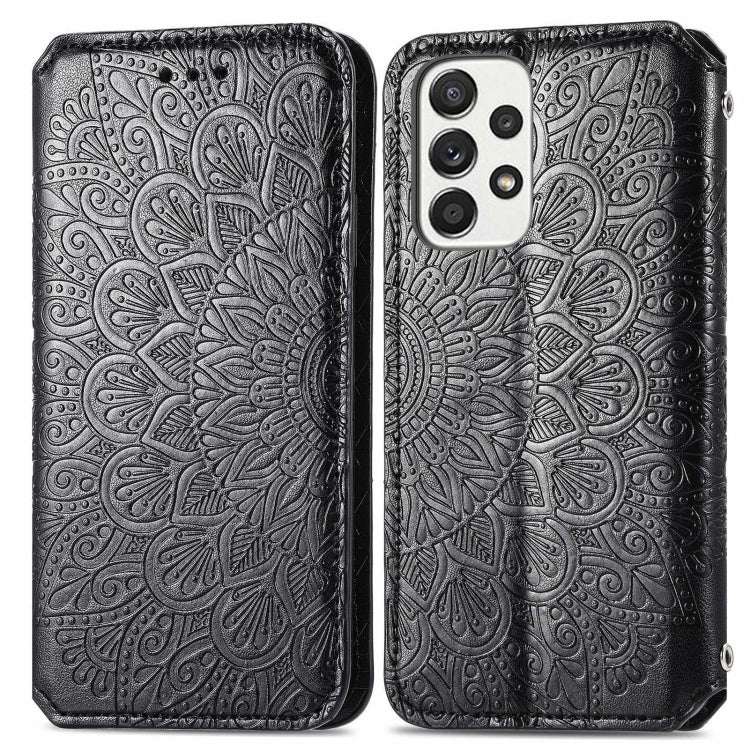For Samsung Galaxy A73 5G Blooming Mandala Embossed Magnetic Leather Phone Case